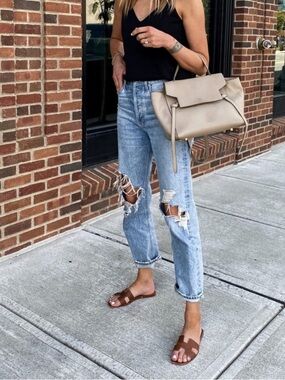 AGOLDE 90s high Rise Straight loose Leg Jeans Distressed sz 24 Fall Out Grunge
